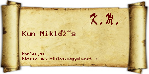 Kun Miklós névjegykártya